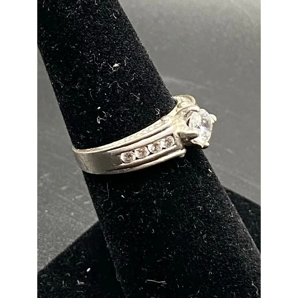 NF Chapal sterling silver 925 round CZ diamond engagement ring 6
